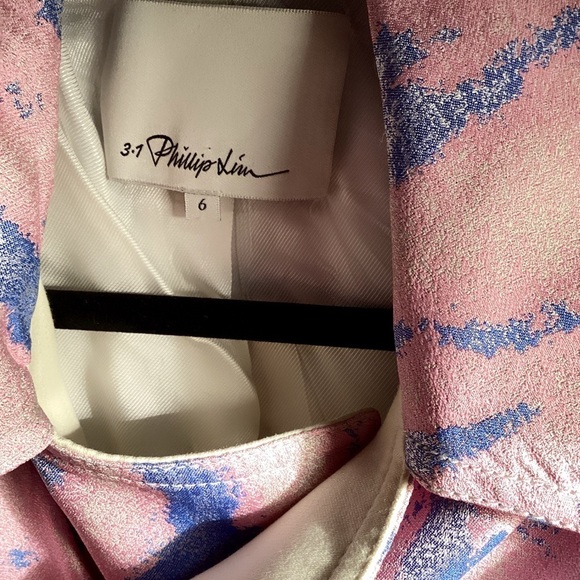 3.1 PHILLIP LIM JACQUARD Kimono Coupé JACQUARD MOTO rose bleu Cropped Trendy 6 - Picture 4 of 5